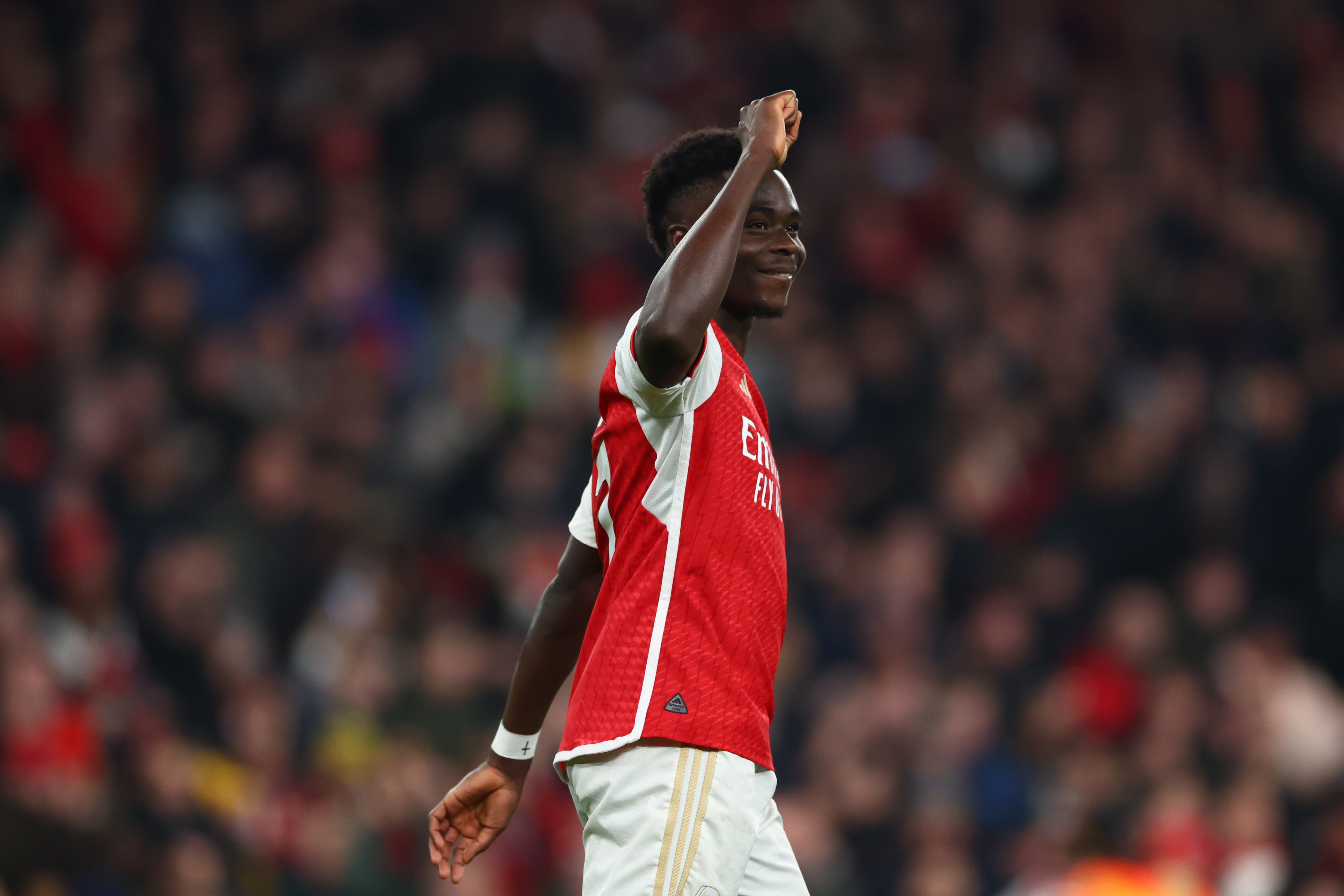 英超球員唯一,薩卡2024年通過帶球突破打進5球并助攻6次